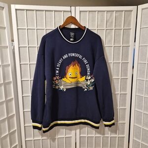 Studio Ghibli Embroidered Navy Blue  Sweatshirt Sz L